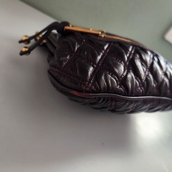 Marc Jacobs Quilted Leather Stam Bag In Dark Purple With Gold Chain - Picture 8 of 14